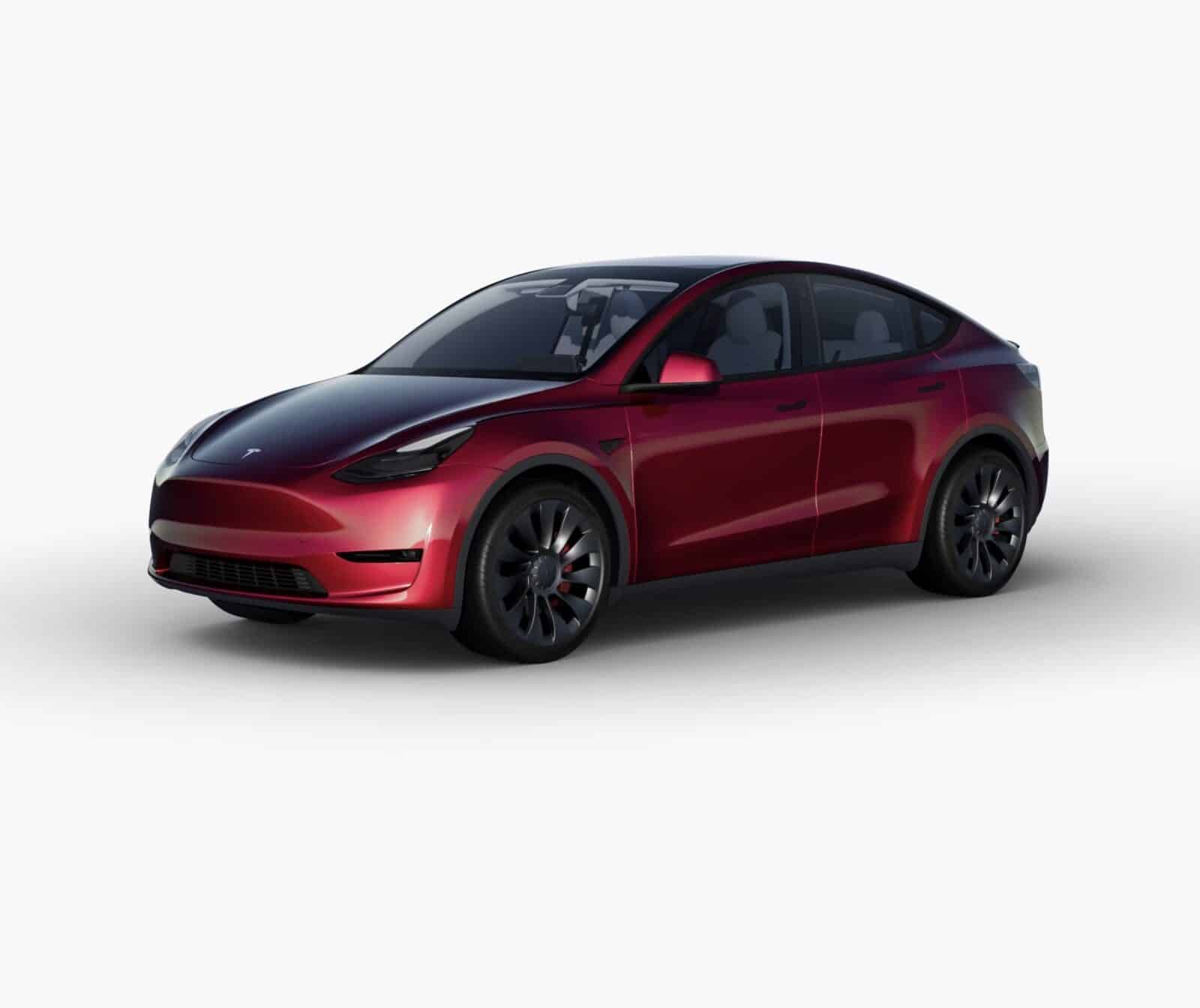 Tesla Model Y Factory Wrapped In Crimson Red