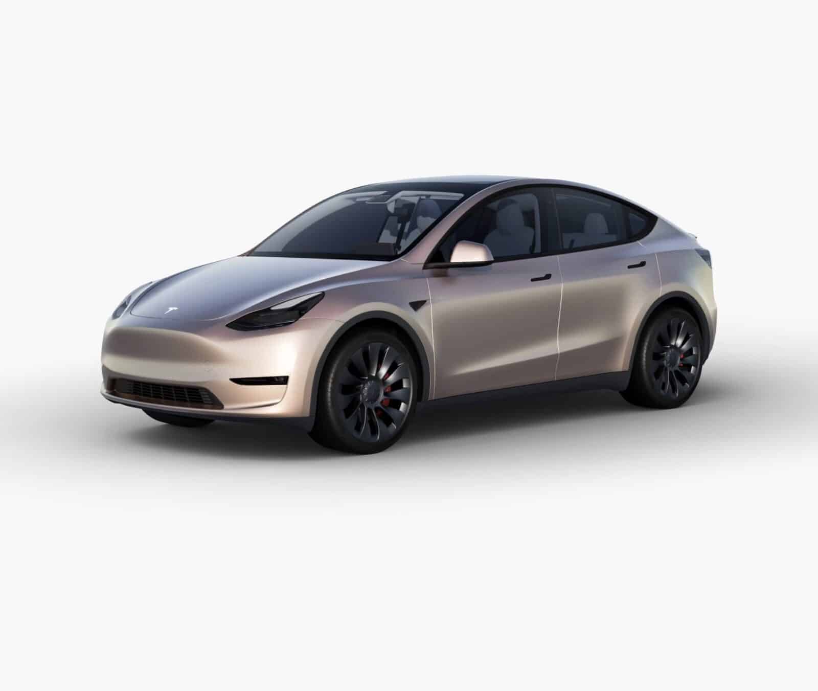 Tesla Model Y Factory Wrapped In Satin Rose Gold