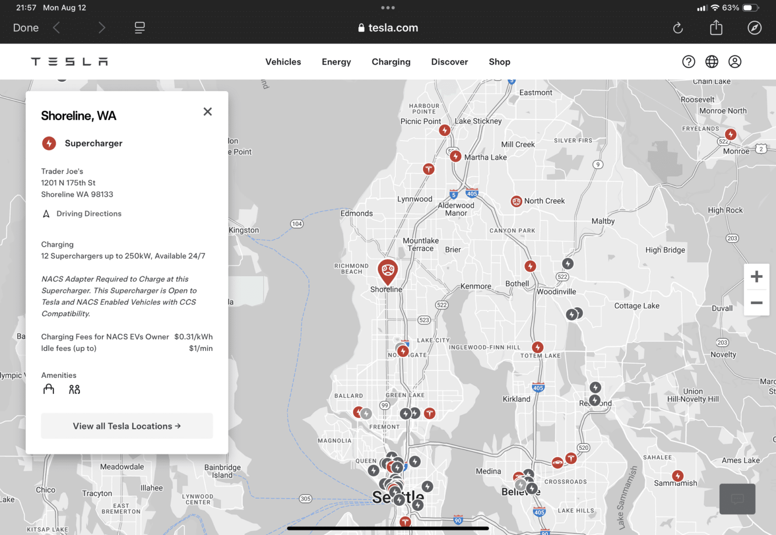 Tesla Expands Supercharger Network With New 12-Stall Station In Shoreline, Wa