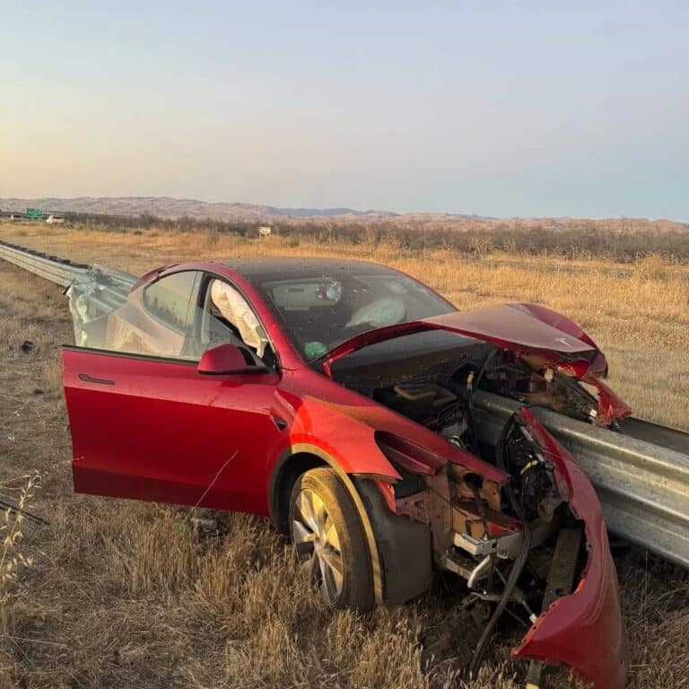 Tesla Model Y Driver Escapes With Minor Injuries In Devastating Guardrail Crash